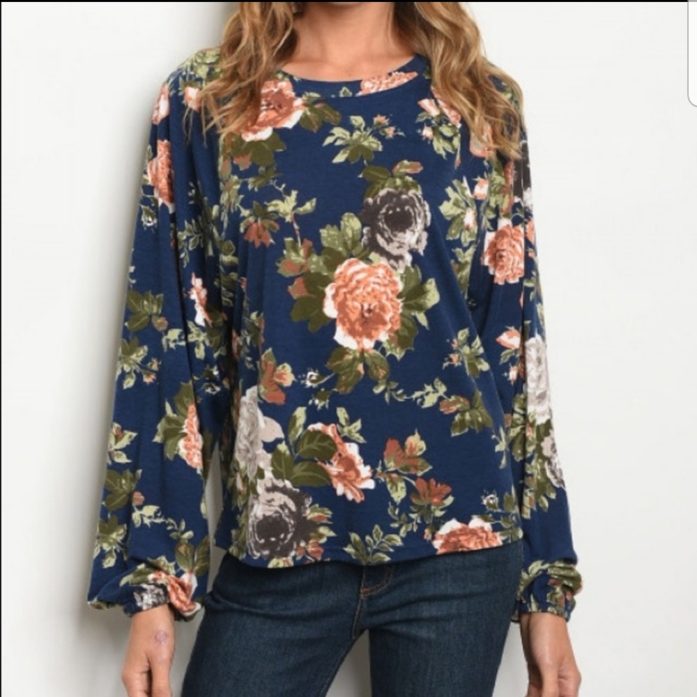 Long sleeve floral print tunic top - Picture 2 of 3